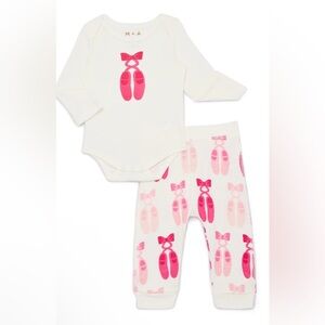 M*A Kids Ballet Bodysuit Set - White and Pink